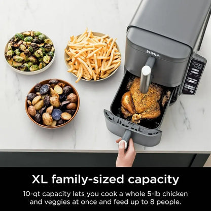 DoubleStack XL 2-Basket Air Fryer, 10 QT, 4 Foods at Once, Compact, 4-in-1, Smart Start & Match Cook, Air Fry, Broil, Bake, Easy