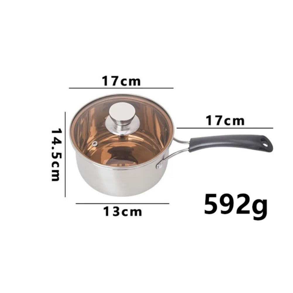 Glass Lidded Stainless Steel Saucepan with Multi Layer Base for Uniform Heating on Gas Induction Electric and Ceramic Stoves
