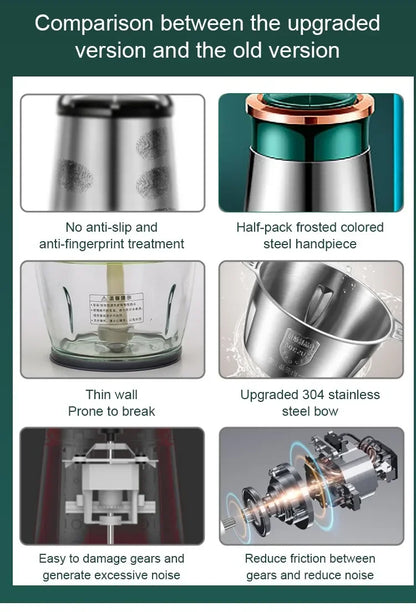 2L 304 Stainless Steel Electric Chopper Meat Grinder Mincer Food Processor Slicer Vegetable food chopper meat slicer machine