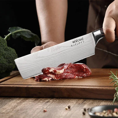 WXCOO Professional Chef Knife Damascus Japanese Stainless Steel Kitchen Boning Knives Set with Roll Canvas Bag