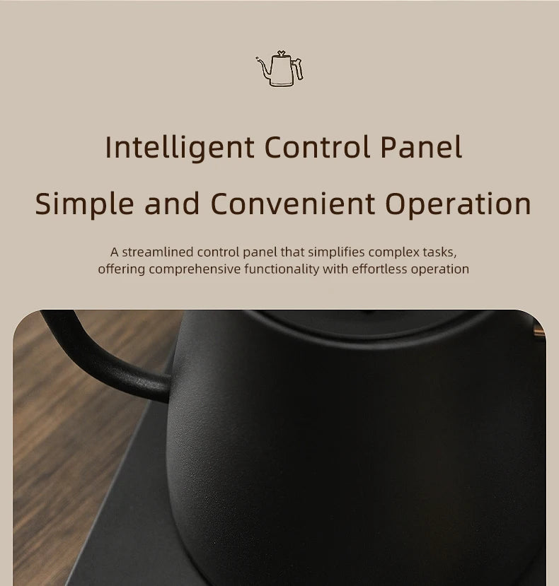 1L 1000W Gooseneck Electric Kettle Smart Teapot with Temperature Control for Precision Hand Brew Coffee Pouring Pot