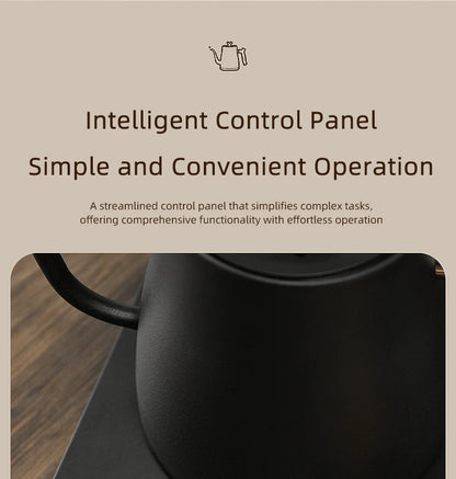 1L 1000W Gooseneck Electric Kettle Smart Teapot with Temperature Control for Precision Hand Brew Coffee Pouring Pot