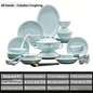 Celadon Dinnerware Set 22/40/70pcs Linglong Ceramics Dish Sets Full Set Luxury China Tableware Set For 4/6/10 Persons Dinner Set