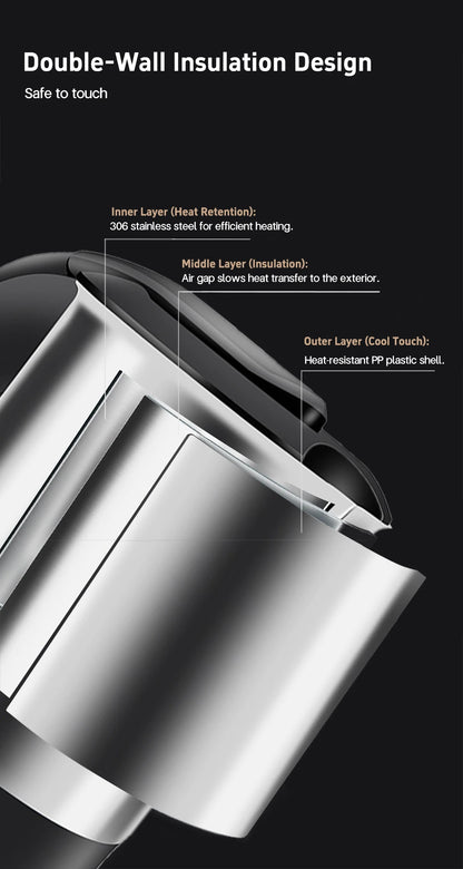 Mini Electric Kettle Tea Coffee Stainless Steel 1000W Portable Travel Water Boiler Pot 0.5L For Hotel Family Trip