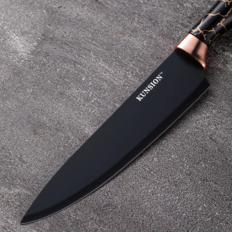 Kitchen Knife 9pcs Acrylic Knife Holder Stainless Steel Slicing Knife Bread Knife Fruit Knife Chef Knife