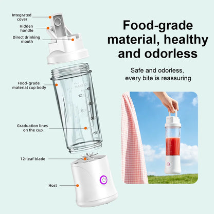 6 Blades Electric Juicer Cup 2 Cups For Travel Portable Juicer Mixer Usb Charge Fresh Fruit Juice Personal Blender Smoothie