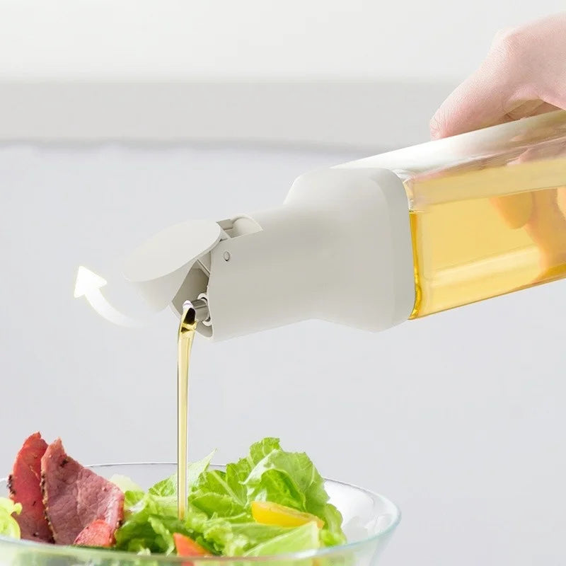 500ml Glass Oil Bottle Opening And Closing Olive Oil Condiment Container Household Kitchen Square Leak-Proof Dispenser Bottle