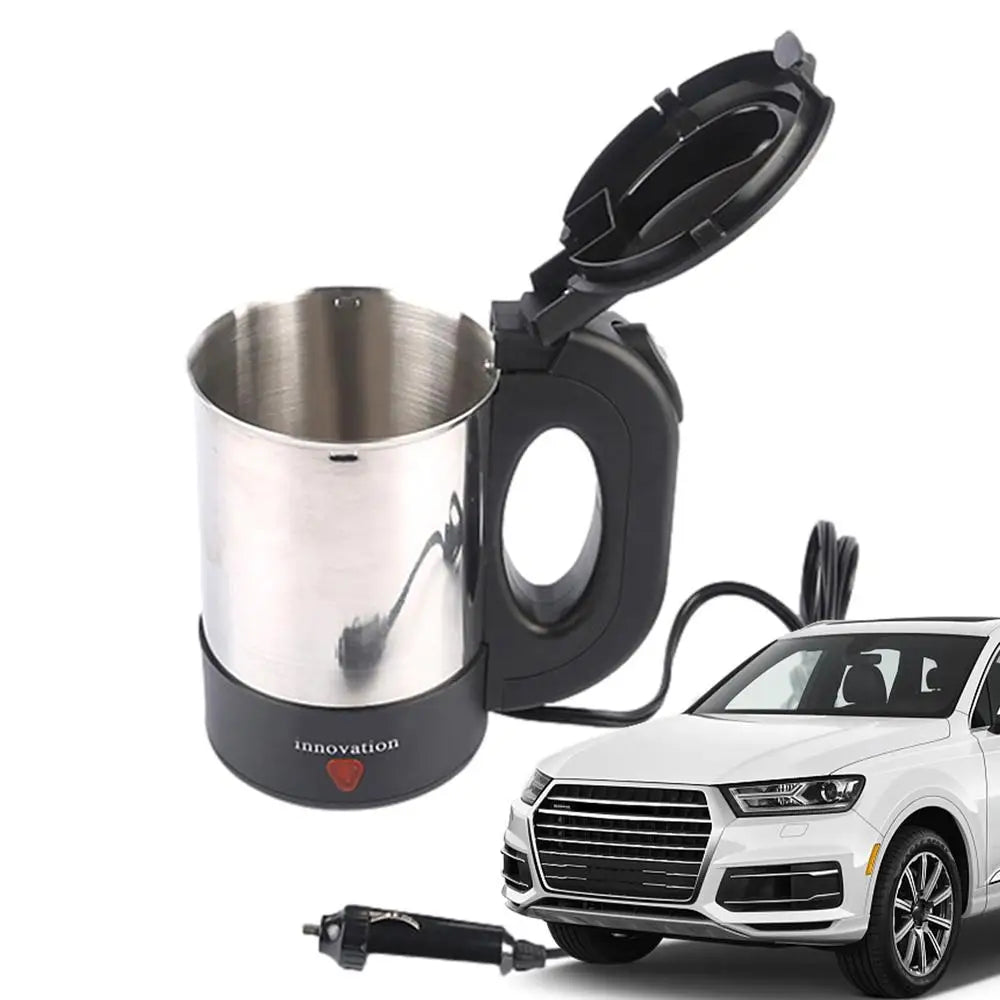 Car Water Boiler 500ml 12V/24V Electric Kettle For Truck Truck Stainless Steel Car Coffee Mug Heated Water Cup Pot Bottle