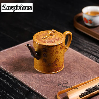 320ml Exquisite Yixing Purple Clay Teapots Handmade Bamboo Section Pot Raw Ore Section Mud Kettle Chinese Zisha Tea Set Gifts