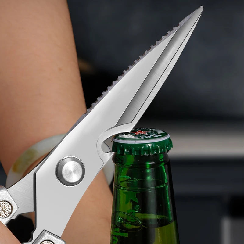 Kitchen Scissors Multi-functional Stainless Steel Aluminum Handle Household Scissors for Cutting Chicken and Fish Special Shears