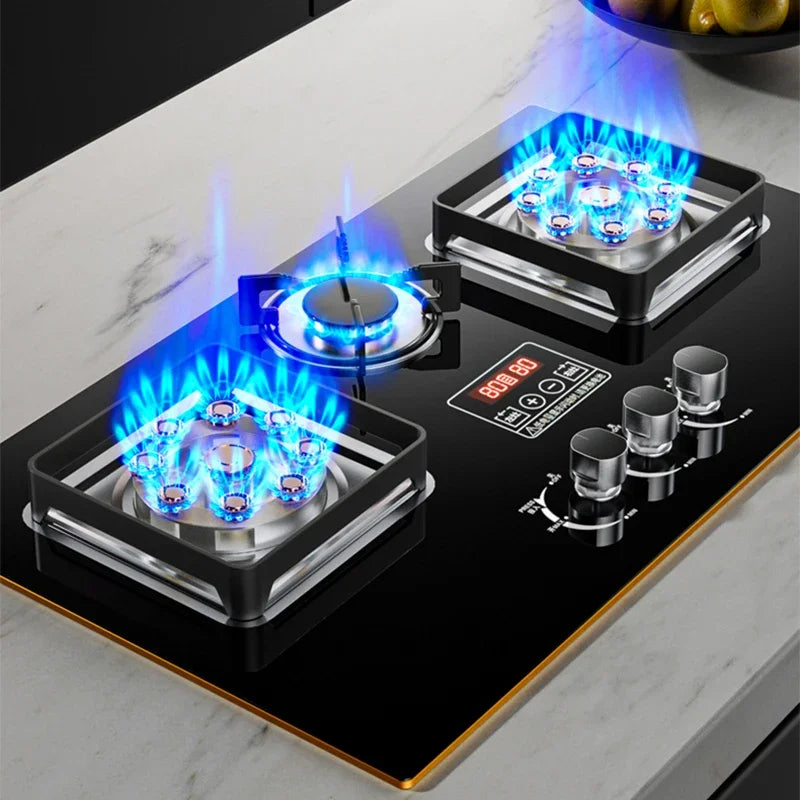 7.2KW Gas Stove Household Three Stove Timing Table Embedded Dual-purpose Natural Gas Liquefied Gas Fire Stove