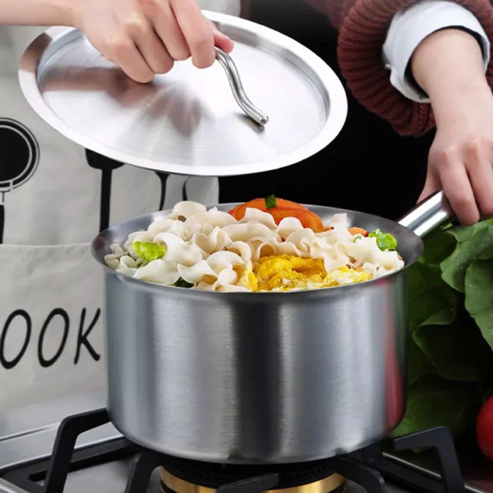 Stainless Steel Milk Pot 16 18 20 22 24cm with Lid Sauce Pan for Gas Electric Induction Stove Boiling Simmering Use