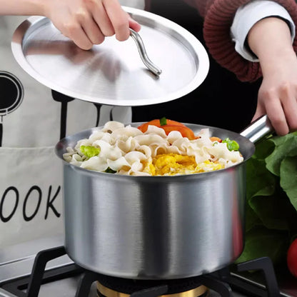 Stainless Steel Milk Pot 16 18 20 22 24cm with Lid Sauce Pan for Gas Electric Induction Stove Boiling Simmering Use