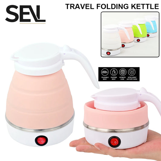 0.6L Mini foldable electric kettle portable electric kettle household travel water heater silicone compression 110V-220V
