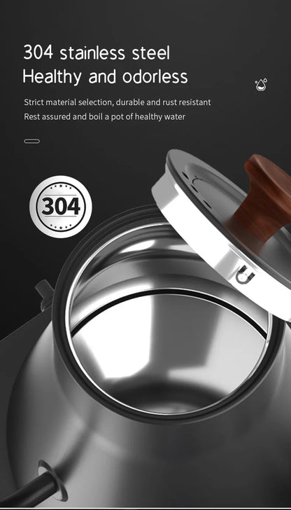 110V/220V Gooseneck Electric Kettle Smart Temperature Control Pot 1200W Rapid Heating Kettle 304 Stainless Steel Liner Pot 900ml