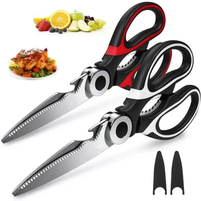 ‌Premium Stainless Steel Kitchen Scissors Heavy Duty Strong Blade for Cutting Fish Meat Chicken Bones Pizza Dishwasher Safe
