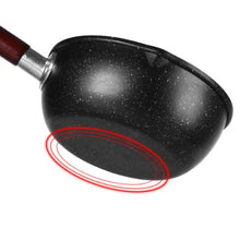 Portable Iron Omelette Pan Non-stick with Wooden Handle Wheat Stone Stockpot Noodle Pot Kitchen Supplies