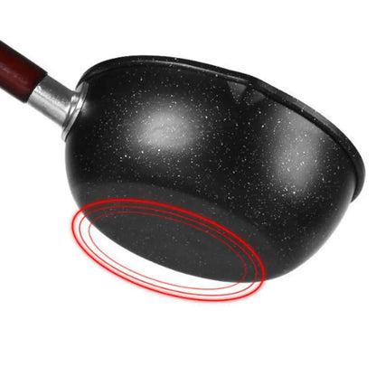 Portable Iron Omelette Pan Non-stick with Wooden Handle Wheat Stone Stockpot Noodle Pot Kitchen Supplies