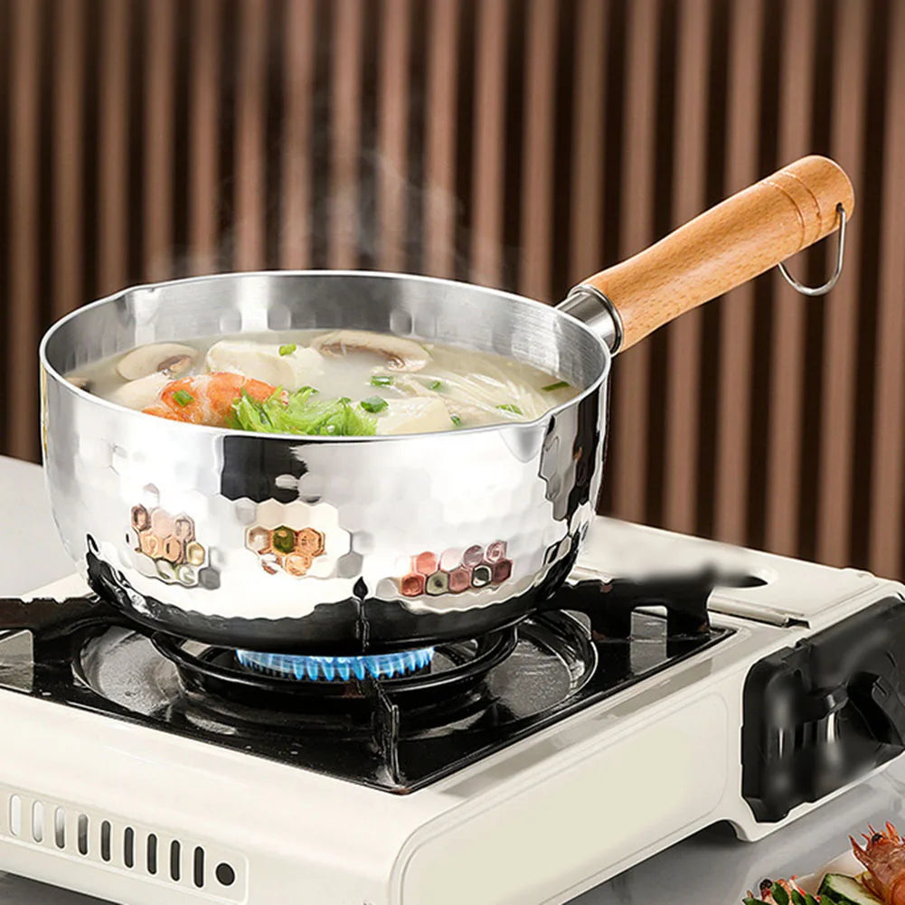Stainless Steel Sauce Pan with Steamer Basket Glass Lid and Functional Design for Milk Heating Noodle Cooking and Steaming