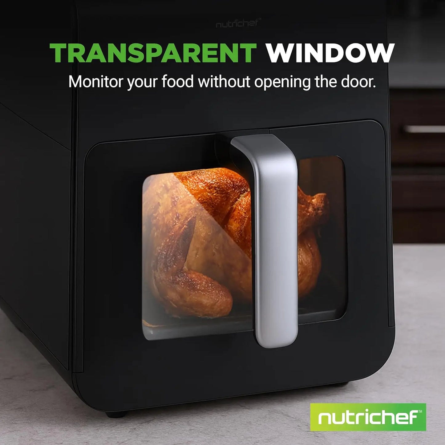 Large 6.3 Quart Air Fryer, 12 Preset Functions with Tenderizing, Digital Display & Transparent Window