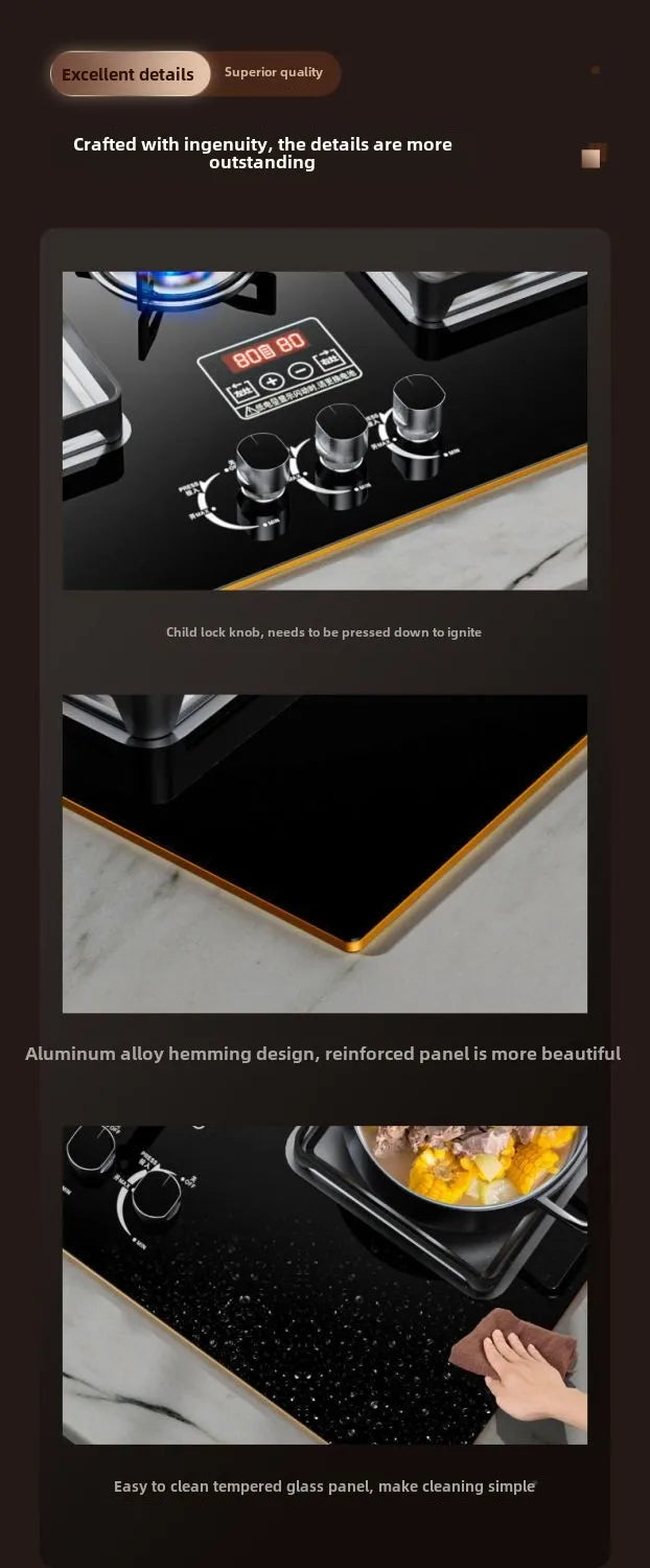 Three-burner gas stove desktop fierce fire gas stove embedded natural gas three-burner stove for home use