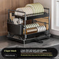 Dish Drying Rack 2-Tier Compact Kitchen Dish Rack Drainboard Set Large Rust-Proof Dish Drainer with Utensil Holder Kitchen Racks