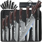MDHAND 8pcs Kitchen Knife Damascus Stainless Steel Chef Knife Utility Paring Boning Cleaver Slicing Santoku Knives Nylon Bag