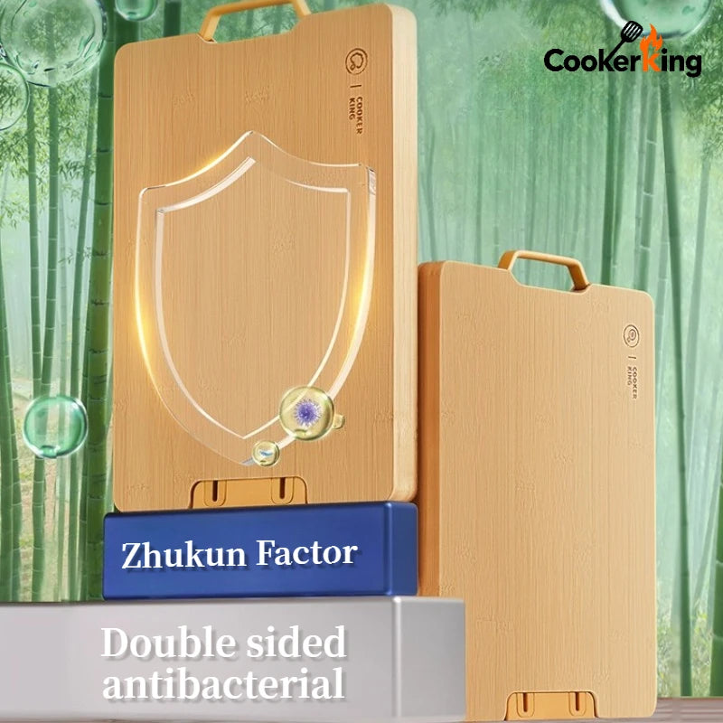 COOKER KING 3 Sizes Standable Cutting Board Moso Bamboo Chopping Board with Sharpening Stone Preparation Board Cost-effective