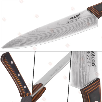 WXCOO Stainless Steel Japanese Knife 7Inch Kitchen Knife Ergonomic Wood Handle Santoku Knives for Cooking Kitchen Accessories