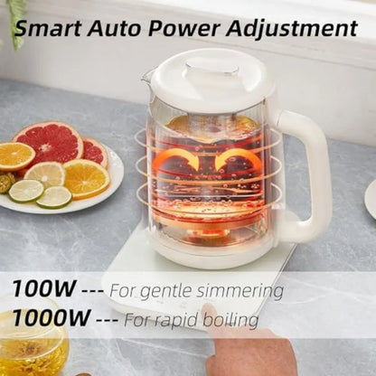 Health Pot 1.5L Double-Layer Glass Electric Kettle with Stew Pot 9-in-1 Multi-Function Tea Maker for Soup Porridge Herbal Tea S
