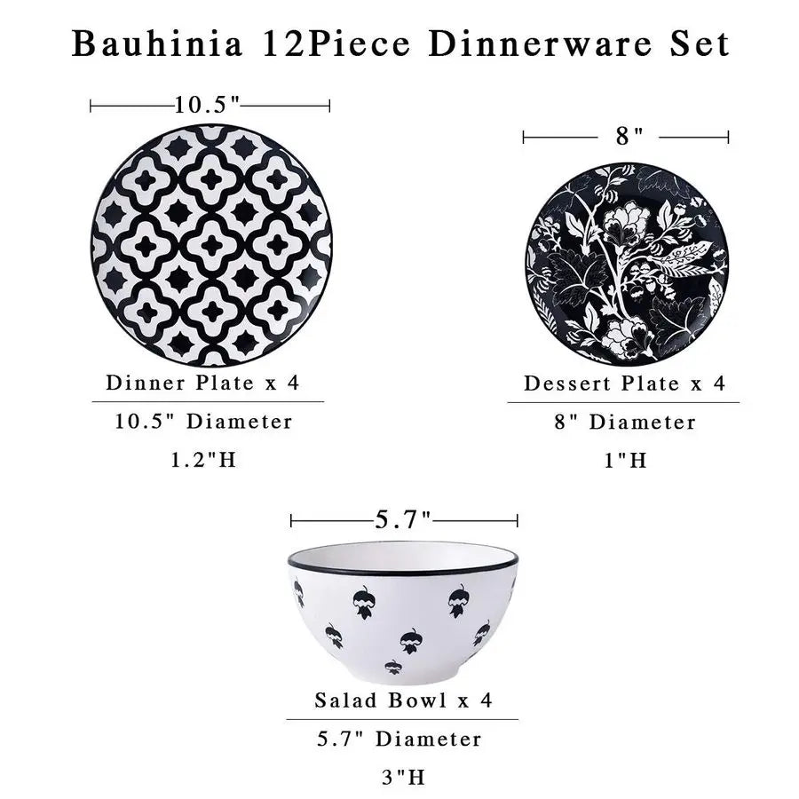 Dinnerware Set Ceramic Plates and Bowls for 4 Stoneware Dish Set