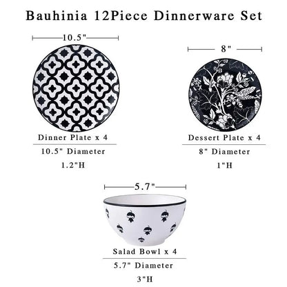 Dinnerware Set Ceramic Plates and Bowls for 4 Stoneware Dish Set