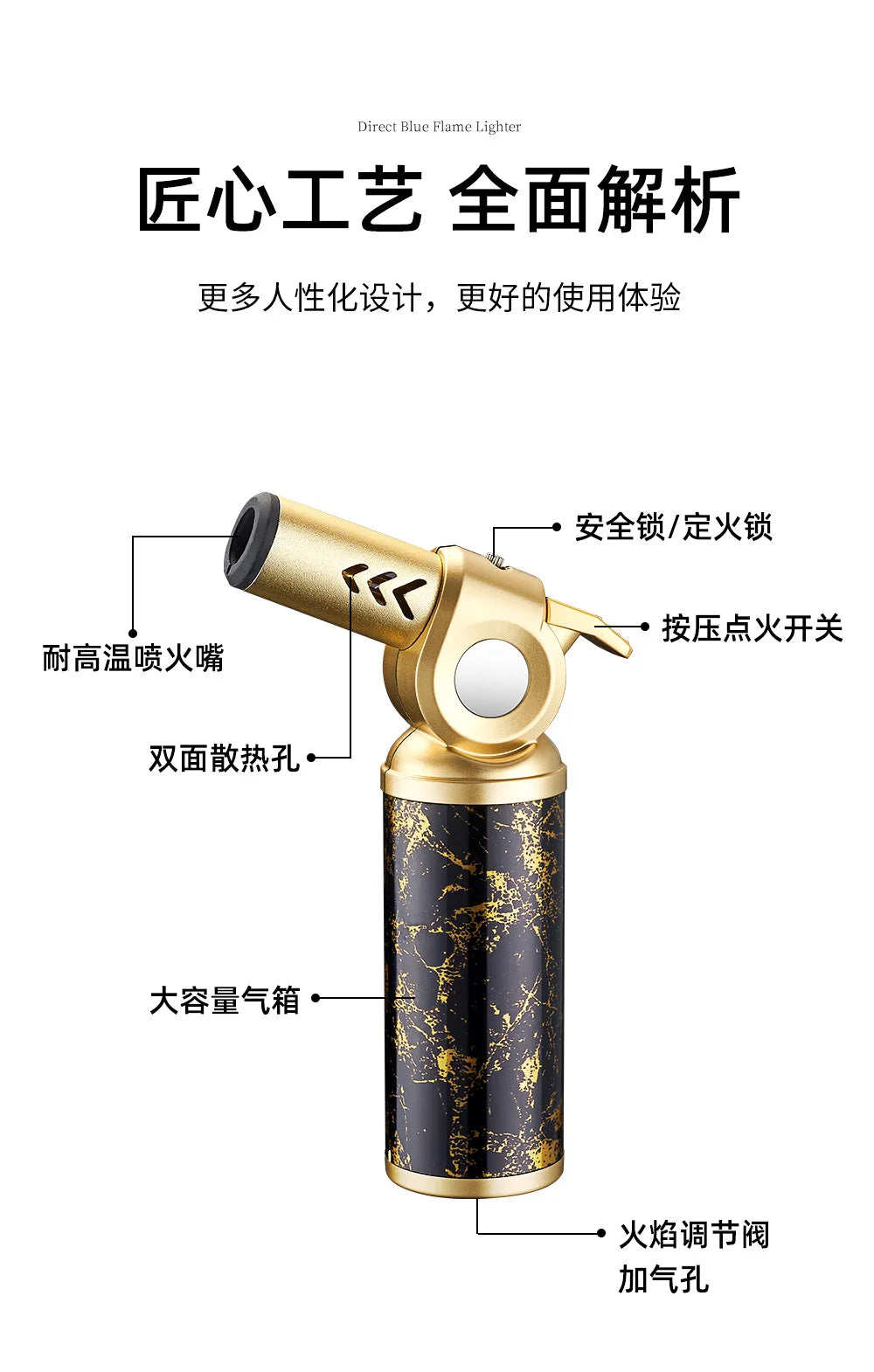 JOBON Metal Windproof Cigar Lighter Camping Kitchen BBQ Baking Tool Welding Gun Turbine Torch Lighters smoke accesoires