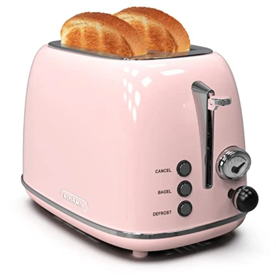 Toaster 2 sliceRetro Stainless Steel Toaster with 6 Settings 1.5 In Extra Wide Slots Bagel/Defrost/Cancel Function Removable Cr