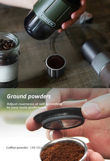 HiBREW 2 in 1 Portable Coffee Machine Hot/Cold Water Manual Espresso Maker For Capsule & Ground Hand Press Brewer H4D