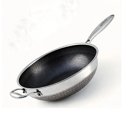 12 Inch Stainless Steel Wok Pan,4L Fry Pans Nonstick with Snowclad Technology,Induction Cooking Pan with Lid Free Cookware