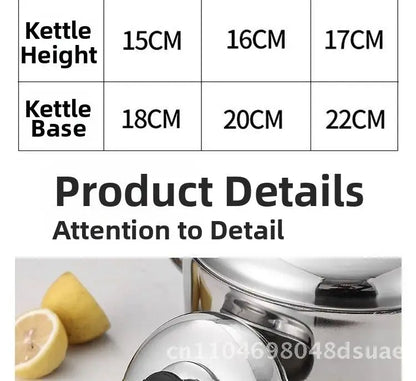 Stainless Steel Whistle Water Kettle Large Capacity 7.5L Insulated for Home Use Compatible with Gas And Induction Cookers Tea
