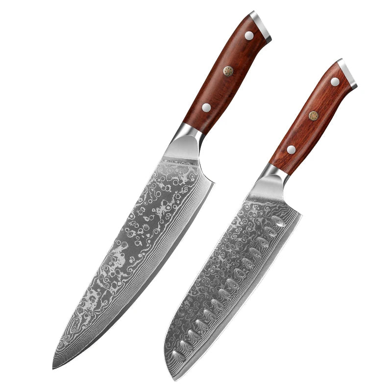 1/2/4 PCS Knives Sets Rosewood Handle 67 Layers Damascus Steel Super Sharp Meat Vegetable  Meat Knives cooking Tools