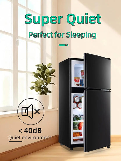 Refrigerator with Freezer 3.8 Cu.Ft with 7 Level Adjustable Thermostat Control 2 Door Lock Fresh Energy Saving Top-Freezer Refri