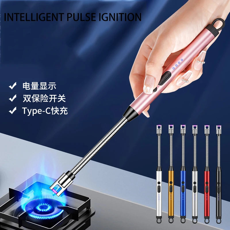 Creative Electric Solitary Electronic Pulse Ignition Household Kitchen Artifact Outdoor Windproof Long Range Charging Lighter Wh