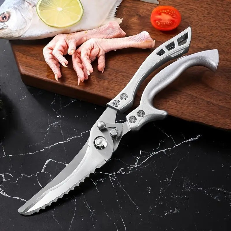 1pc Heavy-Duty Stainless Steel Kitchen Scissors - Multifunctional Poultry Shears for Chicken, Fish & More | Food-Safe