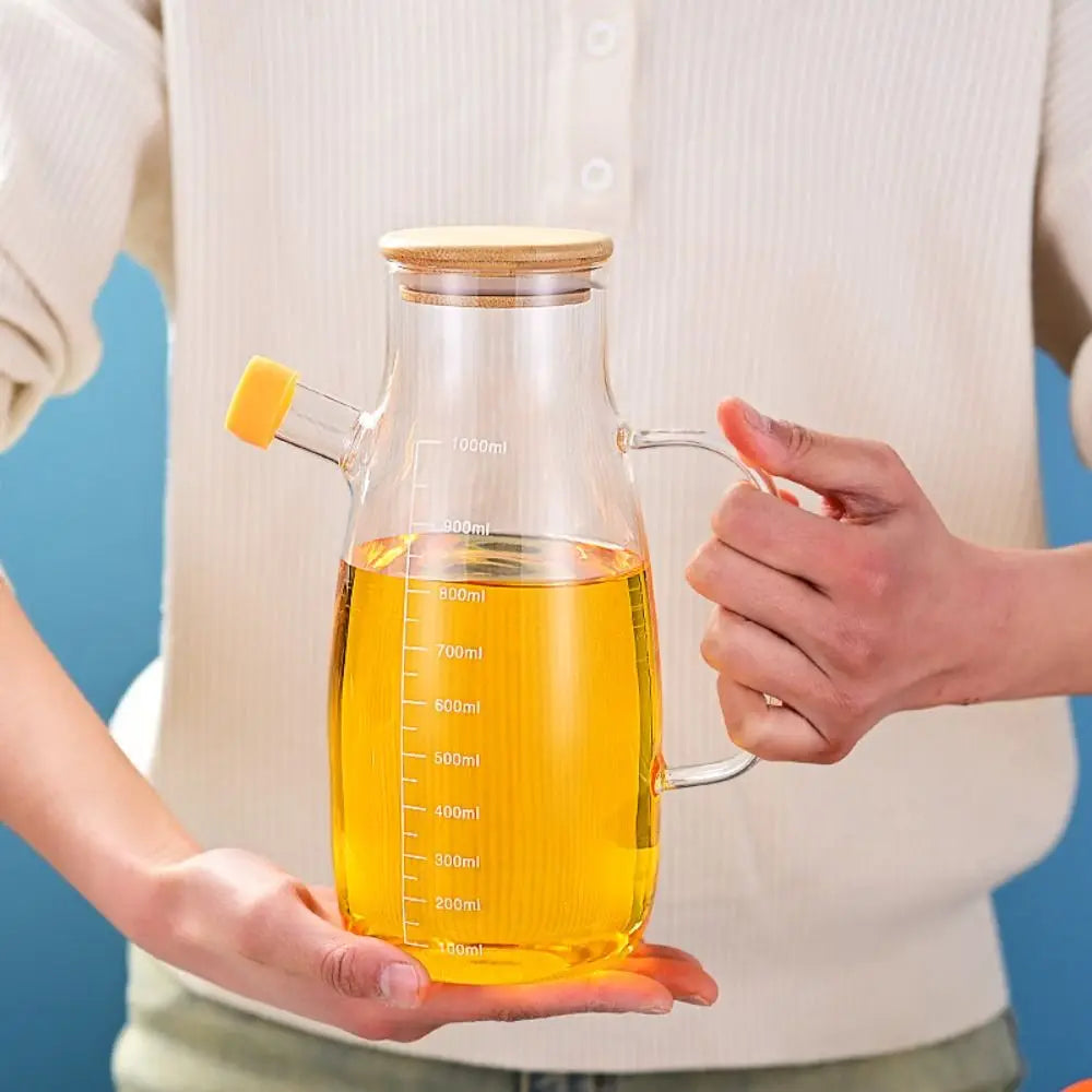 New Food-grade Oil Dispenser Bottle Large Capacity 900/1000ML Oil Storage Container Leak-Proof Glass Oil Pot Kitchen Tools