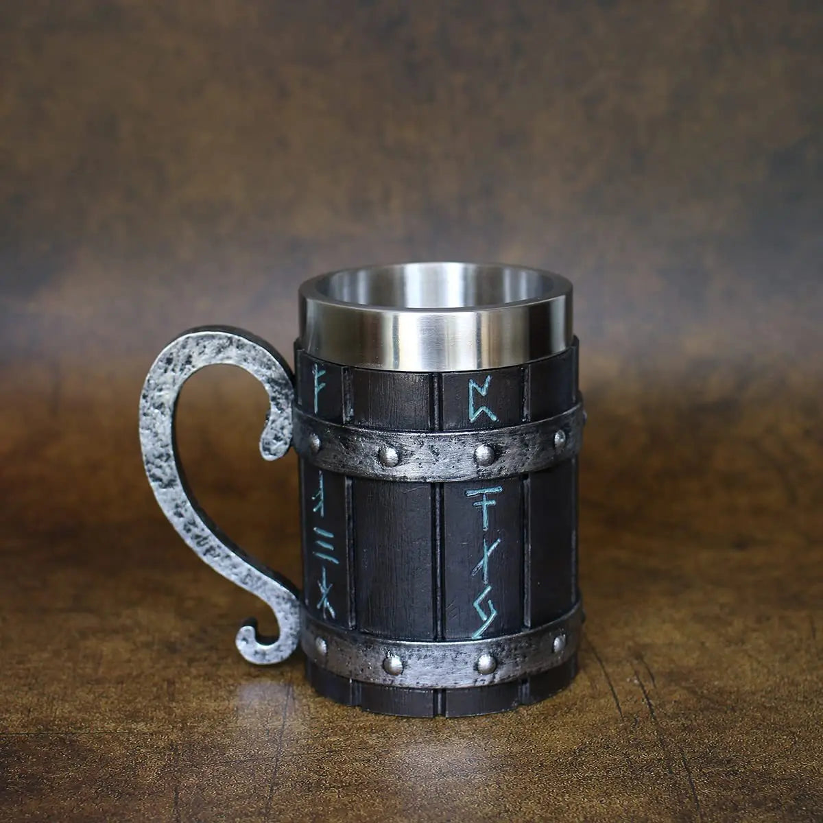 Viking Vintage Oak Barrel Beer Mug Stein with Stainless Steel Liner Coffee Cup Tea Mug Large Capacity Mug Pub Bar Party Gift