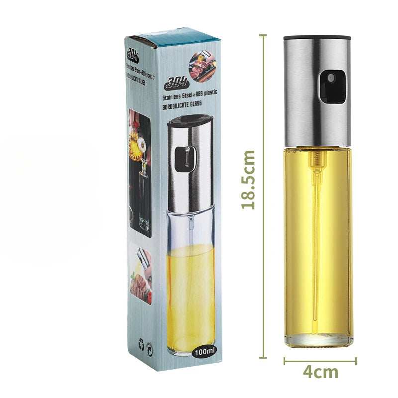 Kitchen Oil Sprayer for Cooking,100ml Olive Oil or Vinegar, Trigger Design,Stainless Steel Vinegar Glass Spray Bottle
