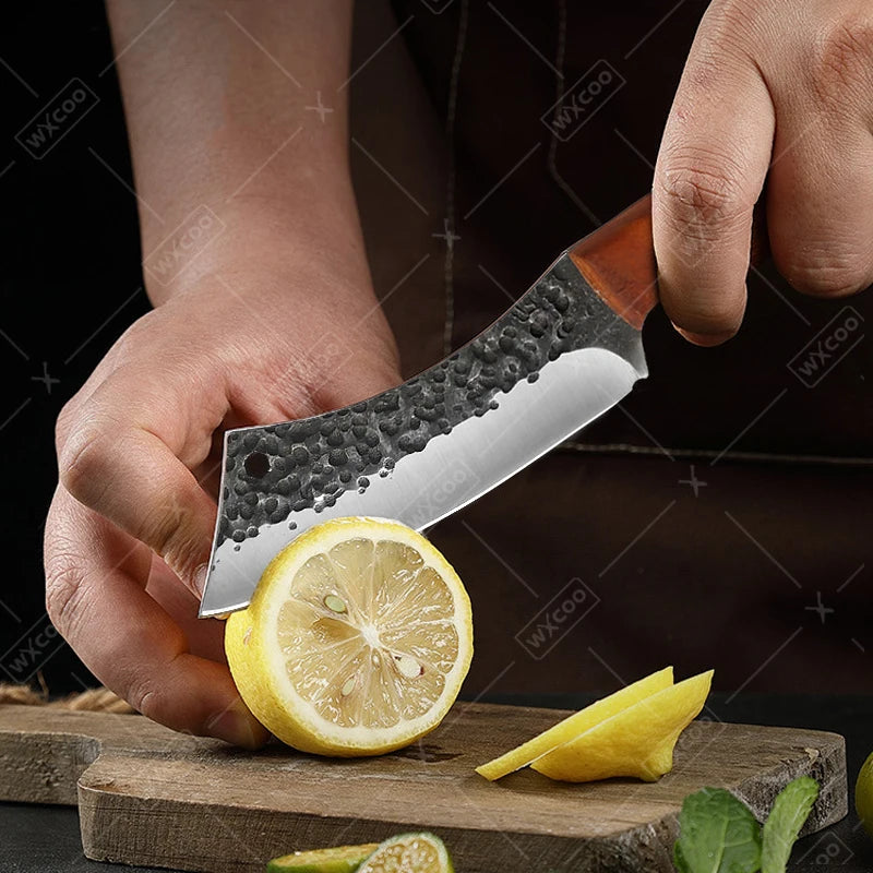 WXCOO Handmade Forged Knife Butcher Cleaver Knife Meat Cutting Japanese Kitchen Pork Bone Shaving Knives Boning Knife