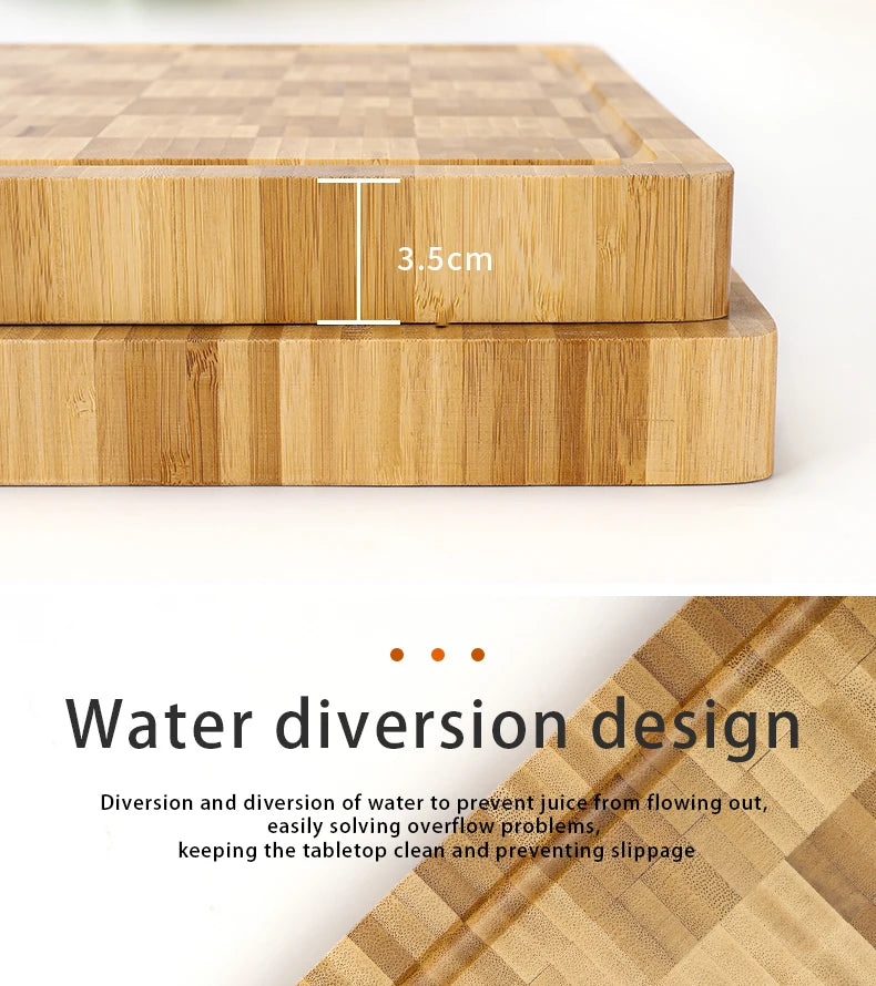 Large Bamboo Cutting Board Kitchen Chopping Block Butcher Board for Meat Fruit Vegetables Thick Chopping Board With Juice Groove