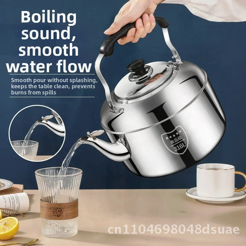 Stainless Steel Whistle Water Kettle Large Capacity 7.5L Insulated for Home Use Compatible with Gas And Induction Cookers Tea