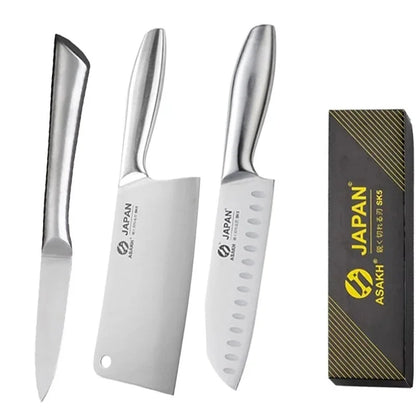 WXCOO All Steel Kitchen Knife Set Bread Cutting Professional 7inch Santoku Meat Cleaver Boning Knife Kitchen Accessories