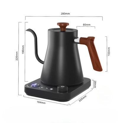 900ML Coffee Teapot Stainless Steel Quick Water Boiler Electric Gooseneck Kettle 1200W Temperature Control Suitable for Home Use