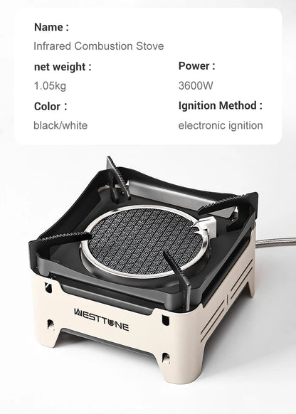 WESTTUNE Outdoor Gas Stove Portable Cooking Stoves Camping Emergency Burner with Electronic Ignition for Garden Picnic BBQ
